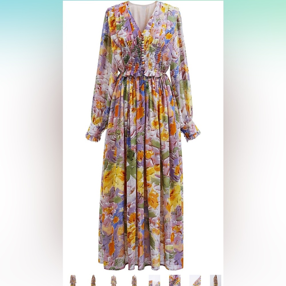 Floral Long Sleeve Midi Dress